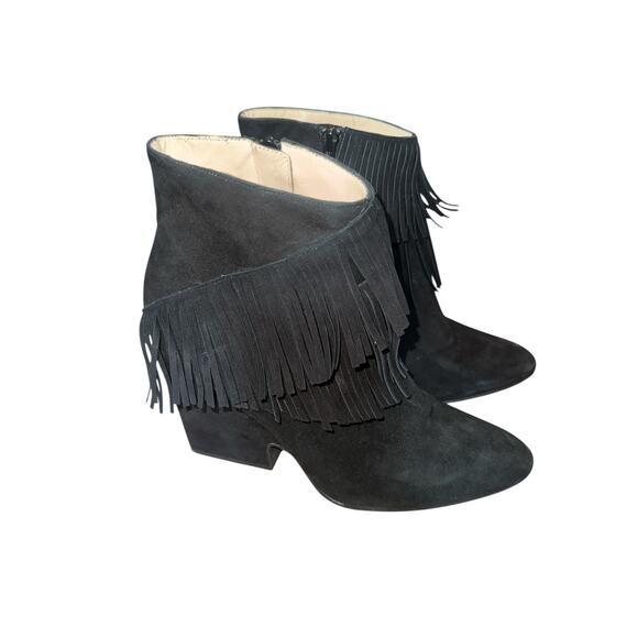 Sacha London women’s black fringe suede boots sz 10 western look great condition - Picture 1 of 8